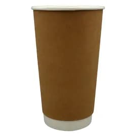 Victoria Bay Hot Cup 20 OZ Double Wall Poly-Coated Paper Kraft Round 25 Count/Pack 20 Packs/Case 500 Count/Case
