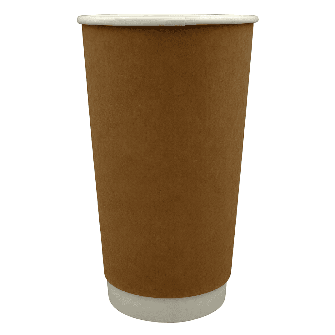 Victoria Bay Hot Cup 20 OZ Double Wall Poly-Coated Paper Kraft Round 25 Count/Pack 20 Packs/Case 500 Count/Case