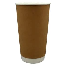 Victoria Bay Hot Cup 20 OZ Double Wall Poly-Coated Paper Kraft Round 25 Count/Pack 20 Packs/Case 500 Count/Case