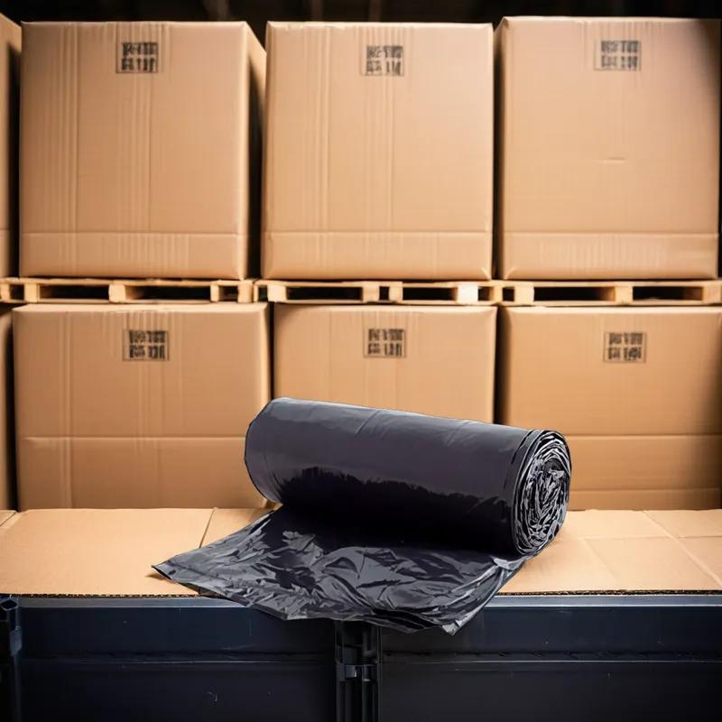 Victoria Bay Can Liner 40X48 IN 45 GAL Black Plastic 14MIC Roll 250/Case