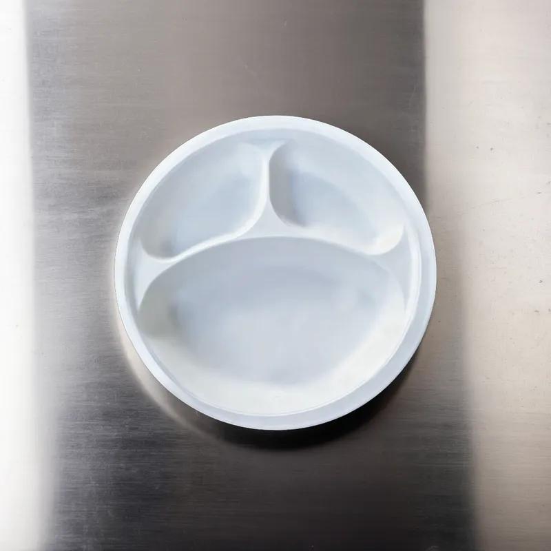 Victoria Bay Plate 9 IN 3 Compartment MFPP White Round Microwave Safe Freezer Safe 400/Case