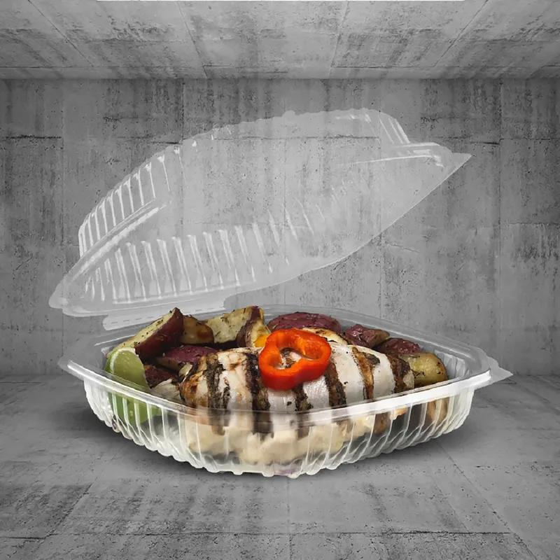 Culinary Lites Take-Out Container Hinged 9X9 IN Plastic Square 120/Case