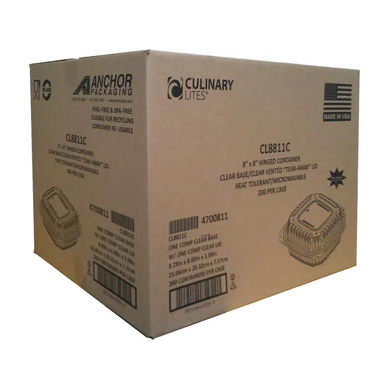 Take-Out Container Hinged 8X8 IN Plastic Square 200/Case