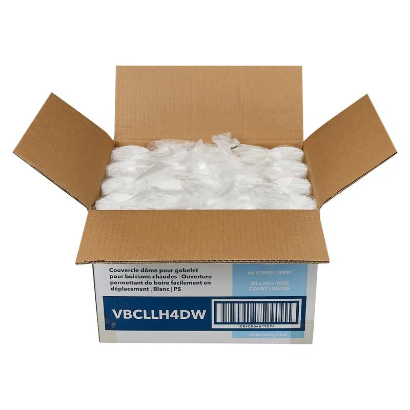 Victoria Bay Lid Dome PS White For 4 OZ Hot Cup Sip Through Travel 50 Count/Pack 20 Packs/Case 1000 Count/Case