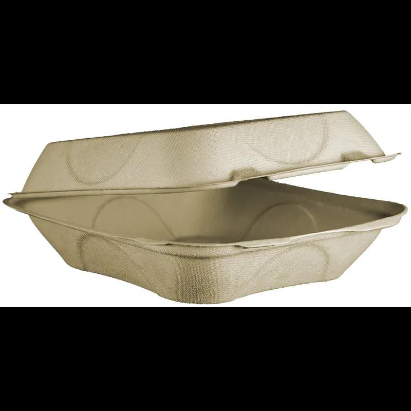 Take-Out Container Hinged 8X8X3 IN Fiber Kraft Square Unbleached 300/Case