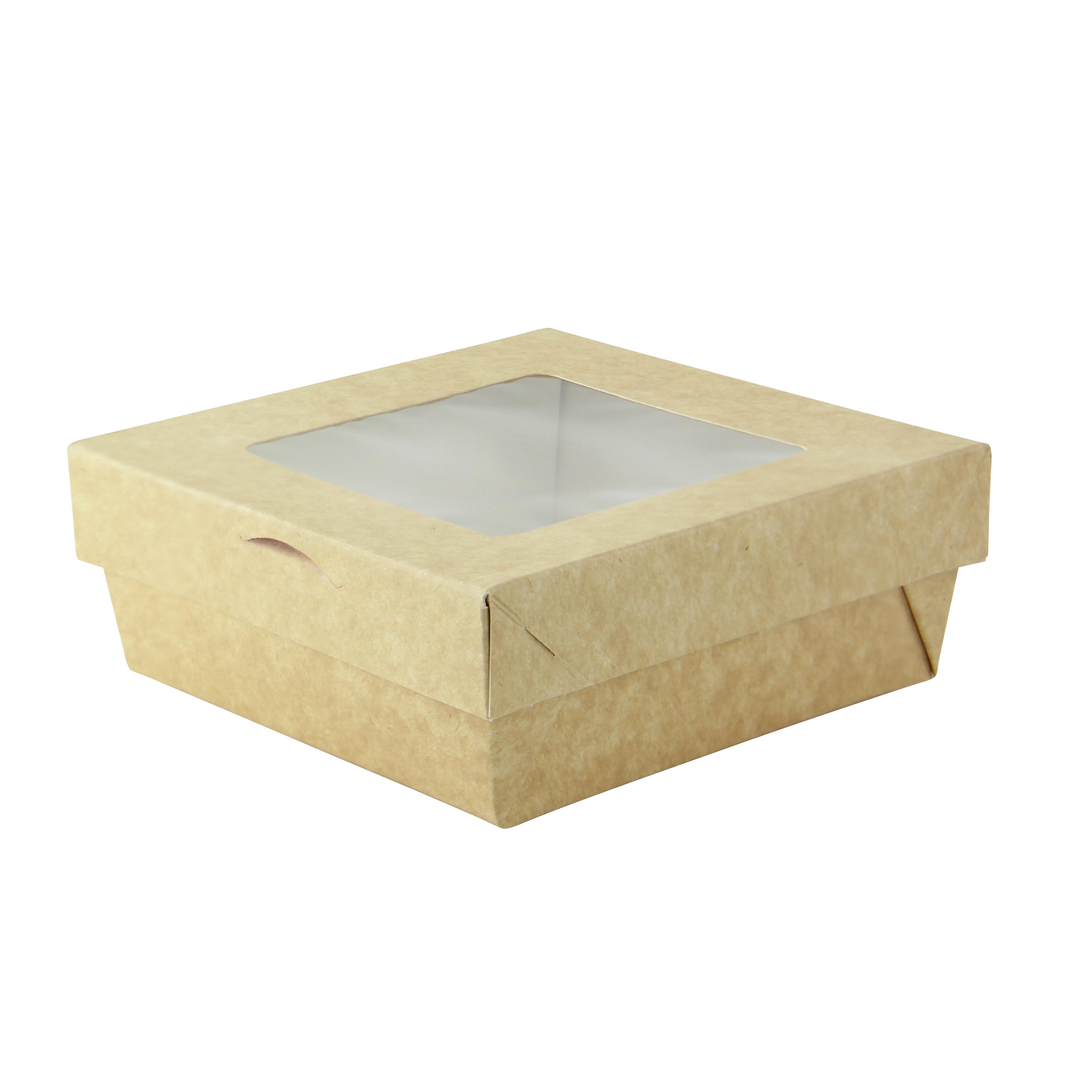 Take-Out Box Base & Lid Combo 5.3X5.3X2 IN Corrugated Cardboard Kraft 25 Count/Pack 4 Packs/Case 100 Count/Case