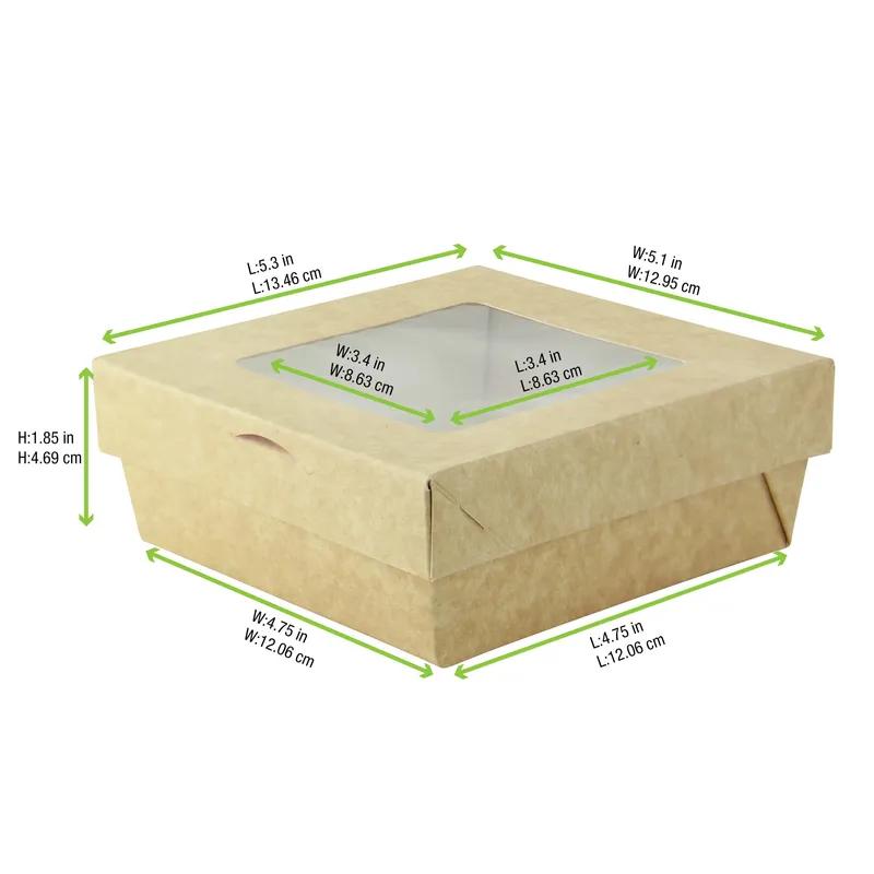 Take-Out Box Base & Lid Combo 5.3X5.3X2 IN Corrugated Cardboard Kraft 25 Count/Pack 4 Packs/Case 100 Count/Case