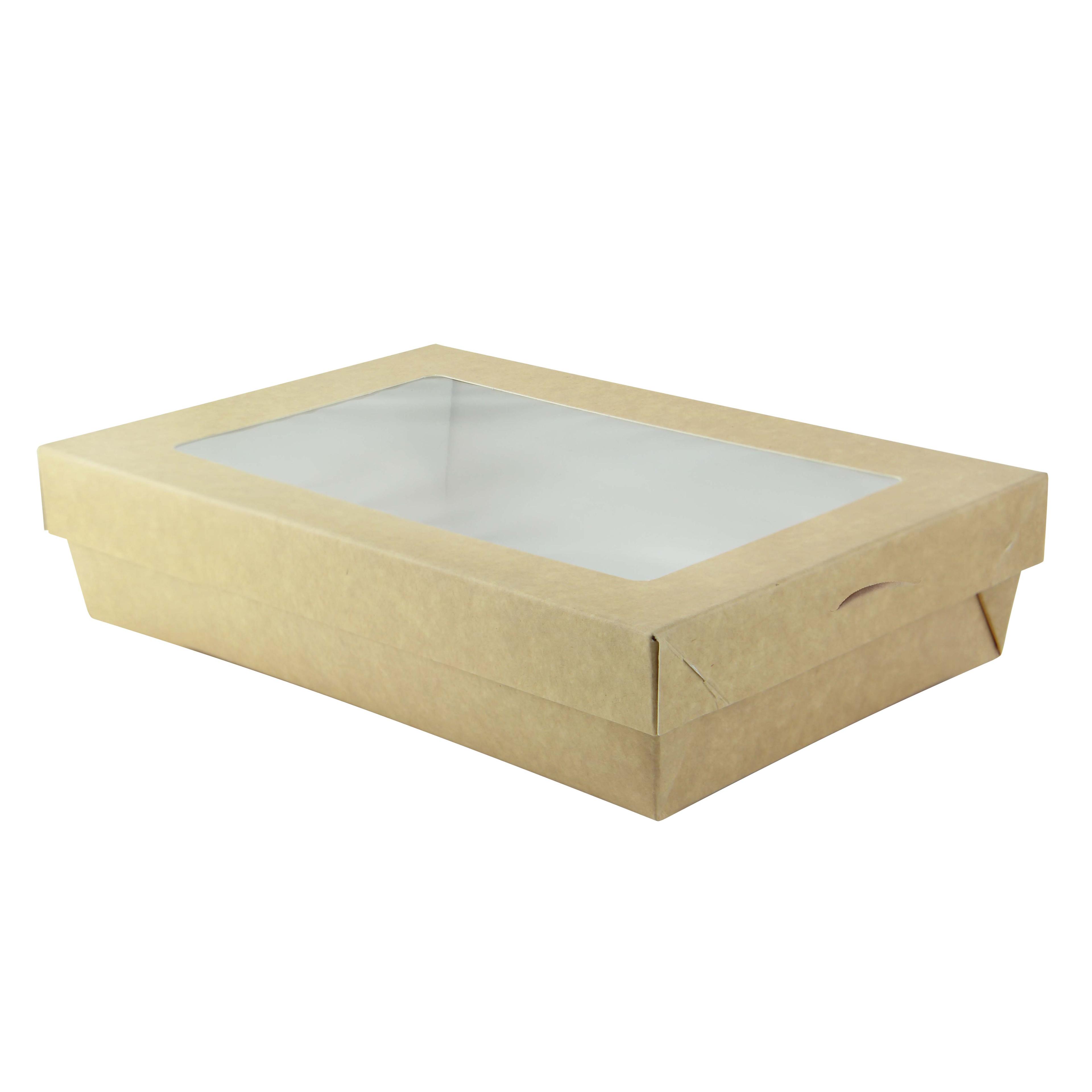Take-Out Box & Lid Combo With PET Lid 8.9X6.1X2 IN Corrugated Cardboard Kraft 25 Count/Pack 4 Packs/Case 100 Count/Case