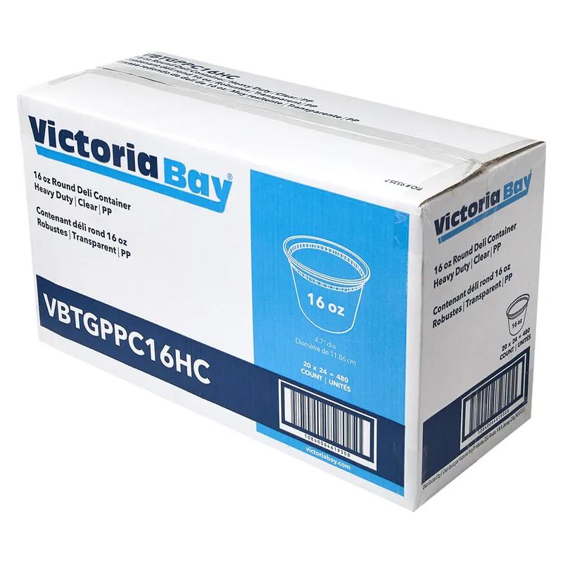 Victoria Bay Deli Container Base 16 OZ PP Clear Round Heavy Duty 480/Case