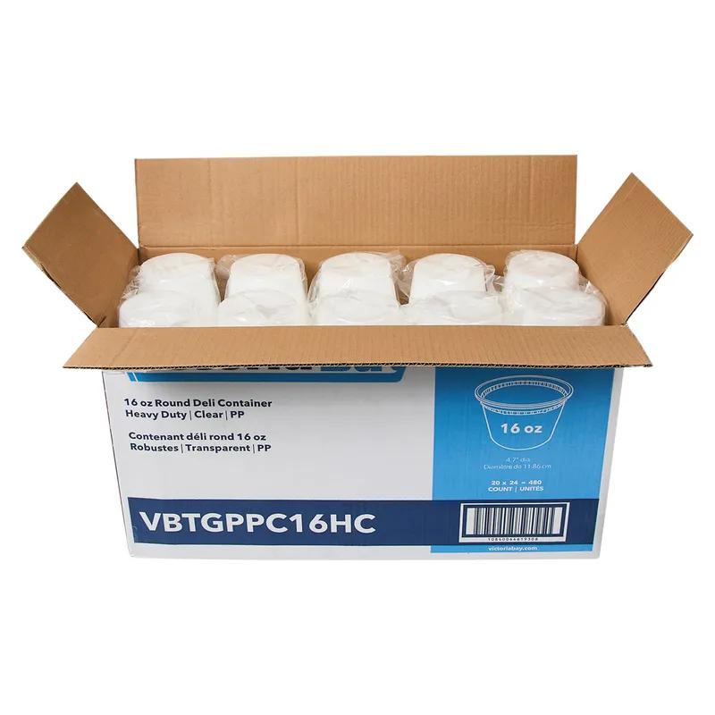 Victoria Bay Deli Container Base 16 OZ PP Clear Round Heavy Duty 480/Case
