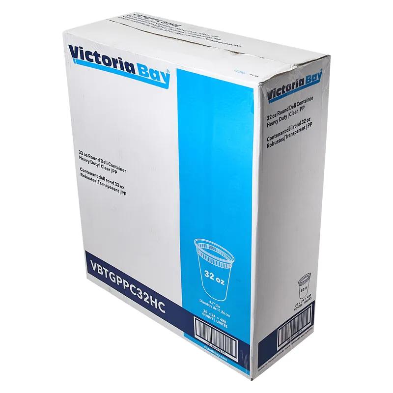 Victoria Bay Deli Container Base 32 OZ PP Clear Round Heavy Duty 480/Case