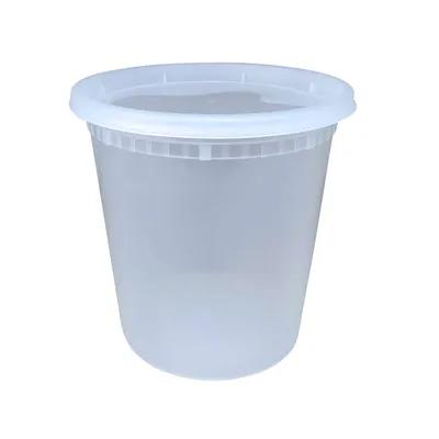 Victoria Bay Deli Container Base & Lid Combo 24 OZ PP Clear Round Heavy Duty 240/Case