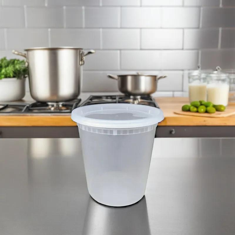 Victoria Bay Deli Container Base & Lid Combo 24 OZ PP Clear Round Heavy Duty 240/Case
