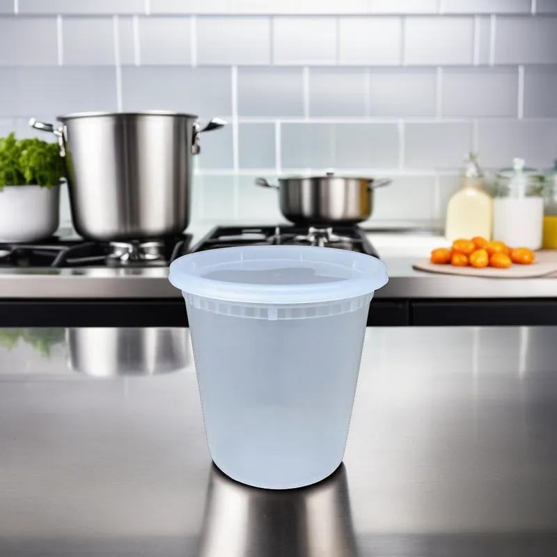 Victoria Bay Deli Container Base & Lid Combo 24 OZ PP Clear Round Heavy Duty 240/Case
