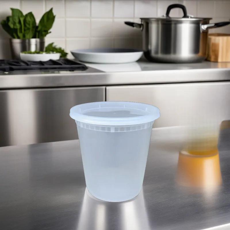 Victoria Bay Deli Container Base & Lid Combo 24 OZ PP Clear Round Heavy Duty 240/Case