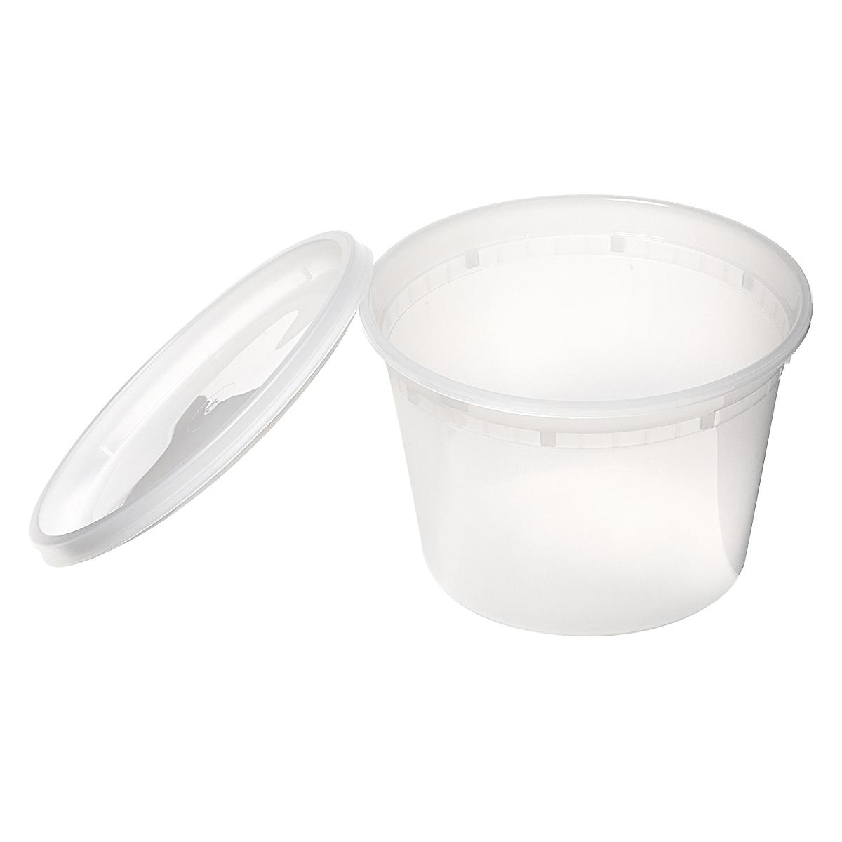 Victoria Bay Deli Container Base & Lid Combo 16 OZ PP Clear Round Heavy Duty 240/Case