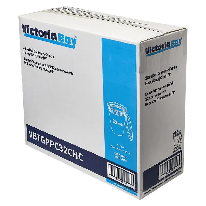 Victoria Bay Deli Container Base & Lid Combo 32 OZ PP Clear Round Heavy Duty 240/Case