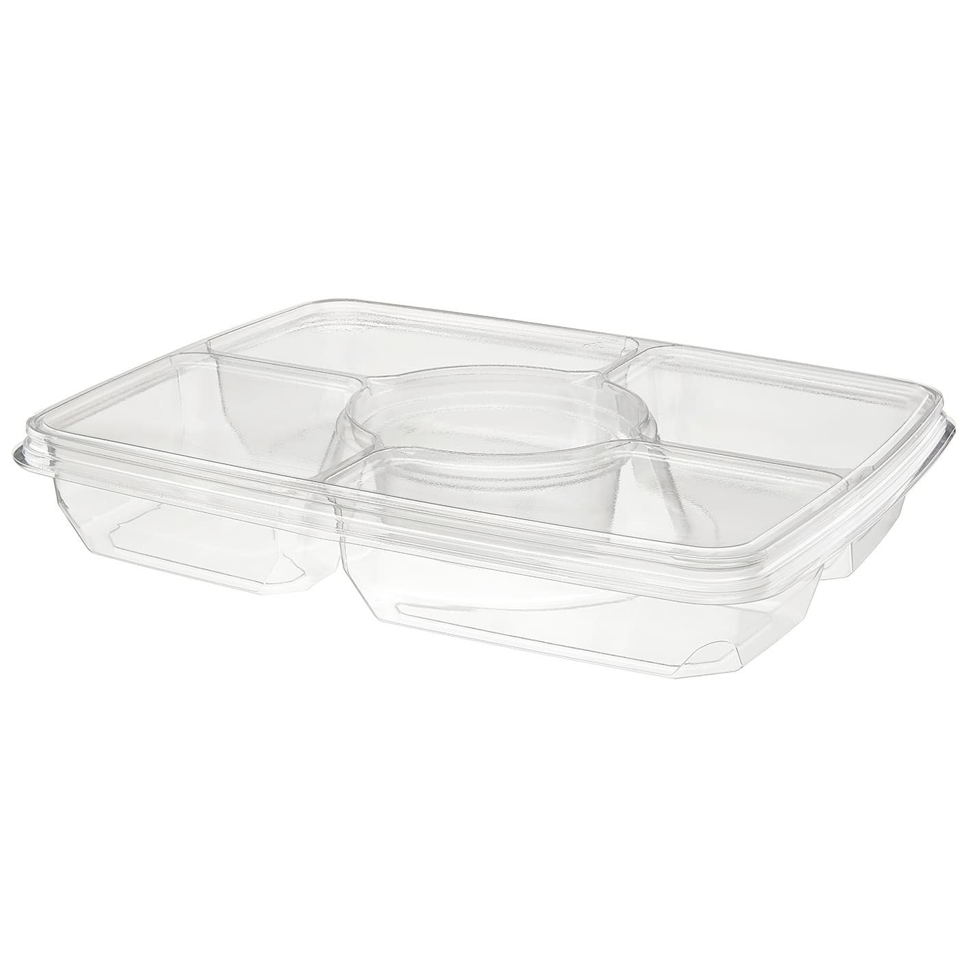 Essentials Serving Tray Base 14X11X2.5625 IN 4 Compartment RPET Clear Rectangle 60/Case