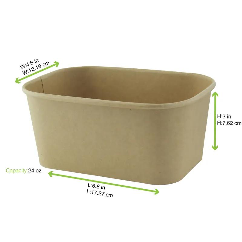 Take-Out Box 6.8X4.8X3 IN Paper Kraft Rectangle Microwave Safe Freezer Safe 25 Count/Pack 8 Packs/Case 200 Count/Case