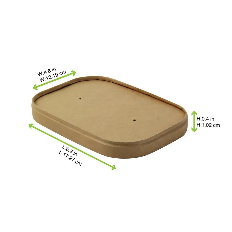 Lid 6.8X4.8X0.4 IN Paper Kraft Rectangle For Container 25 Count/Pack 8 Packs/Case 200 Count/Case