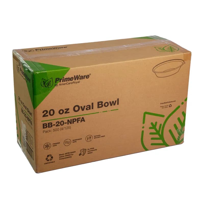PrimeWare® Noodle Bowl 20 OZ Sugarcane 500/Case