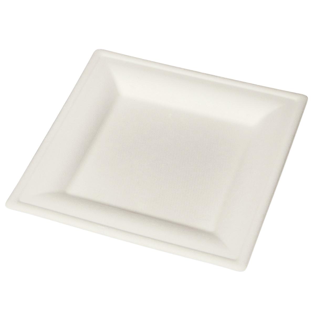 Victoria Bay Plate 6.3X6.3X0.6 IN Bamboo Sugarcane White Square Microwave Safe Freezer Safe 500/Case