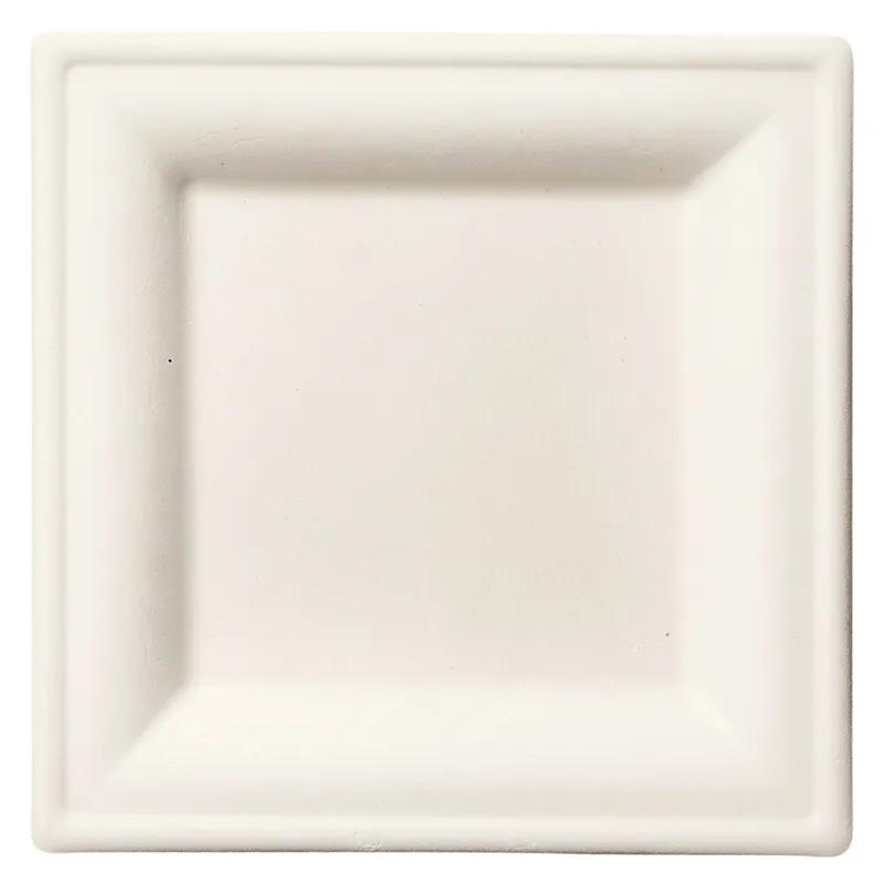 Victoria Bay Plate 6.3X6.3X0.6 IN Bamboo Sugarcane White Square Microwave Safe Freezer Safe 500/Case