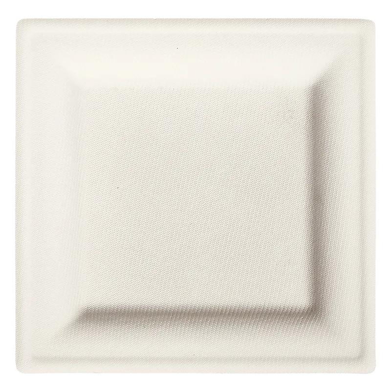 Victoria Bay Plate 6.3X6.3X0.6 IN Bamboo Sugarcane White Square Microwave Safe Freezer Safe 500/Case
