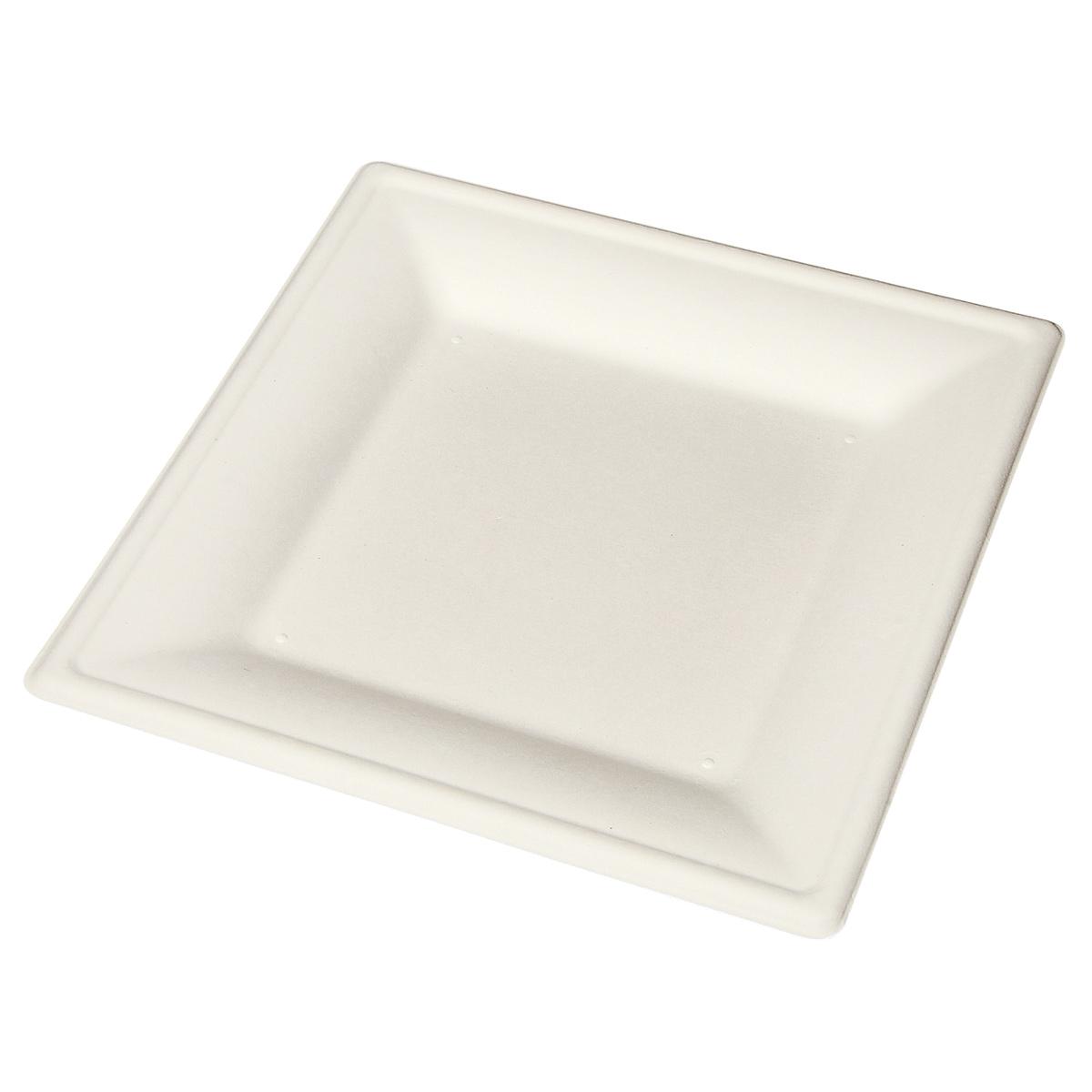 Victoria Bay Plate 7.9X7.9X0.6 IN Bamboo Sugarcane White Square Freezer Safe Microwave Safe 500/Case
