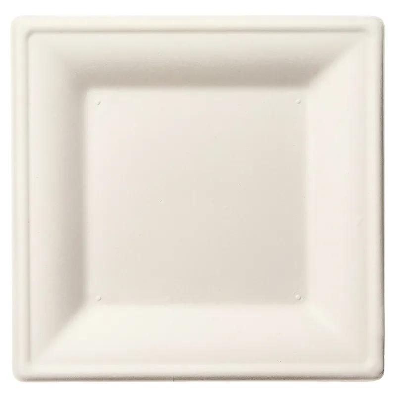Victoria Bay Plate 7.9X7.9X0.6 IN Bamboo Sugarcane White Square Freezer Safe Microwave Safe 500/Case
