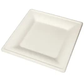 Victoria Bay Plate 10.2X10.2X0.78 IN Bamboo Sugarcane White Square Freezer Safe Microwave Safe 250/Case