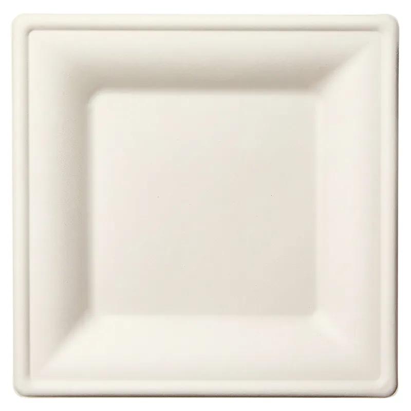 Victoria Bay Plate 10.2X10.2X0.78 IN Bamboo Sugarcane White Square Freezer Safe Microwave Safe 250/Case