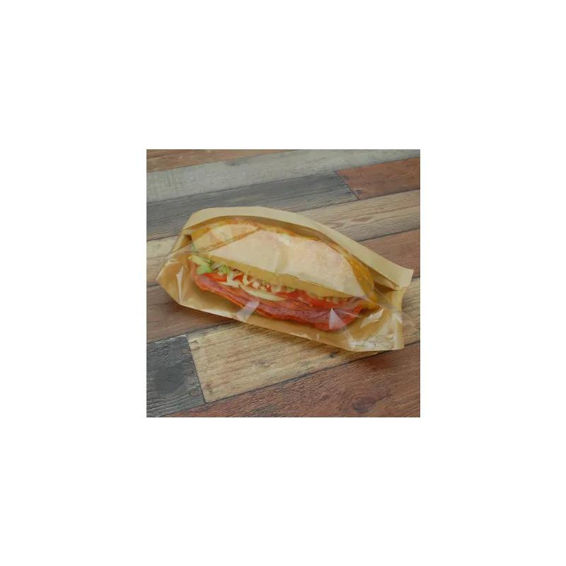 #ReadyFresh® Sandwich Bag Large (LG) 4.25X2.75X11.75 IN Paper OPP 80 GSM Kraft FDA Compliant Gusset With Window 500/Case