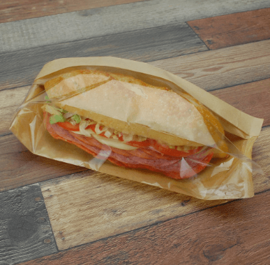 #ReadyFresh® Sandwich Bag Large (LG) 4.25X2.75X11.75 IN Paper OPP 80 GSM Kraft FDA Compliant Gusset With Window 500/Case