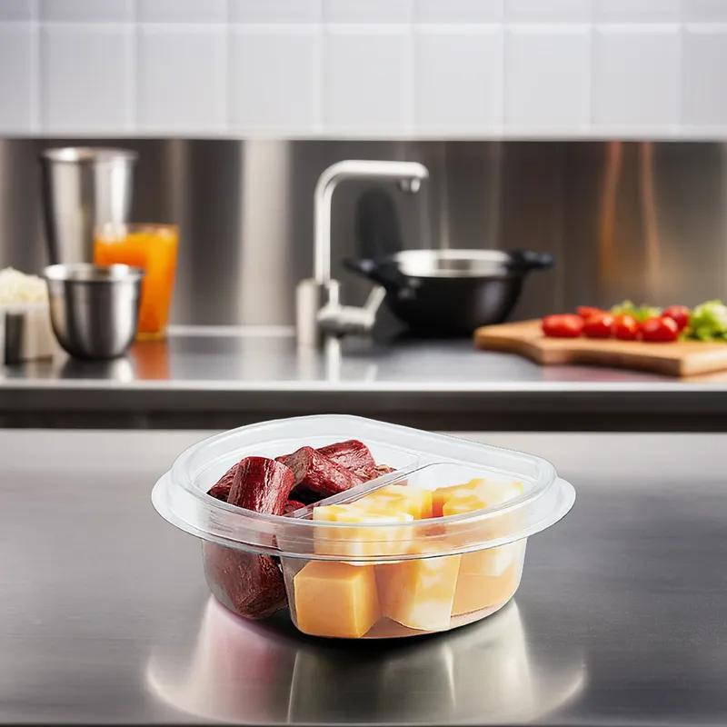 Crystal Seal® Take-Out Container Insert 2 Compartment PET Clear 1600/Case