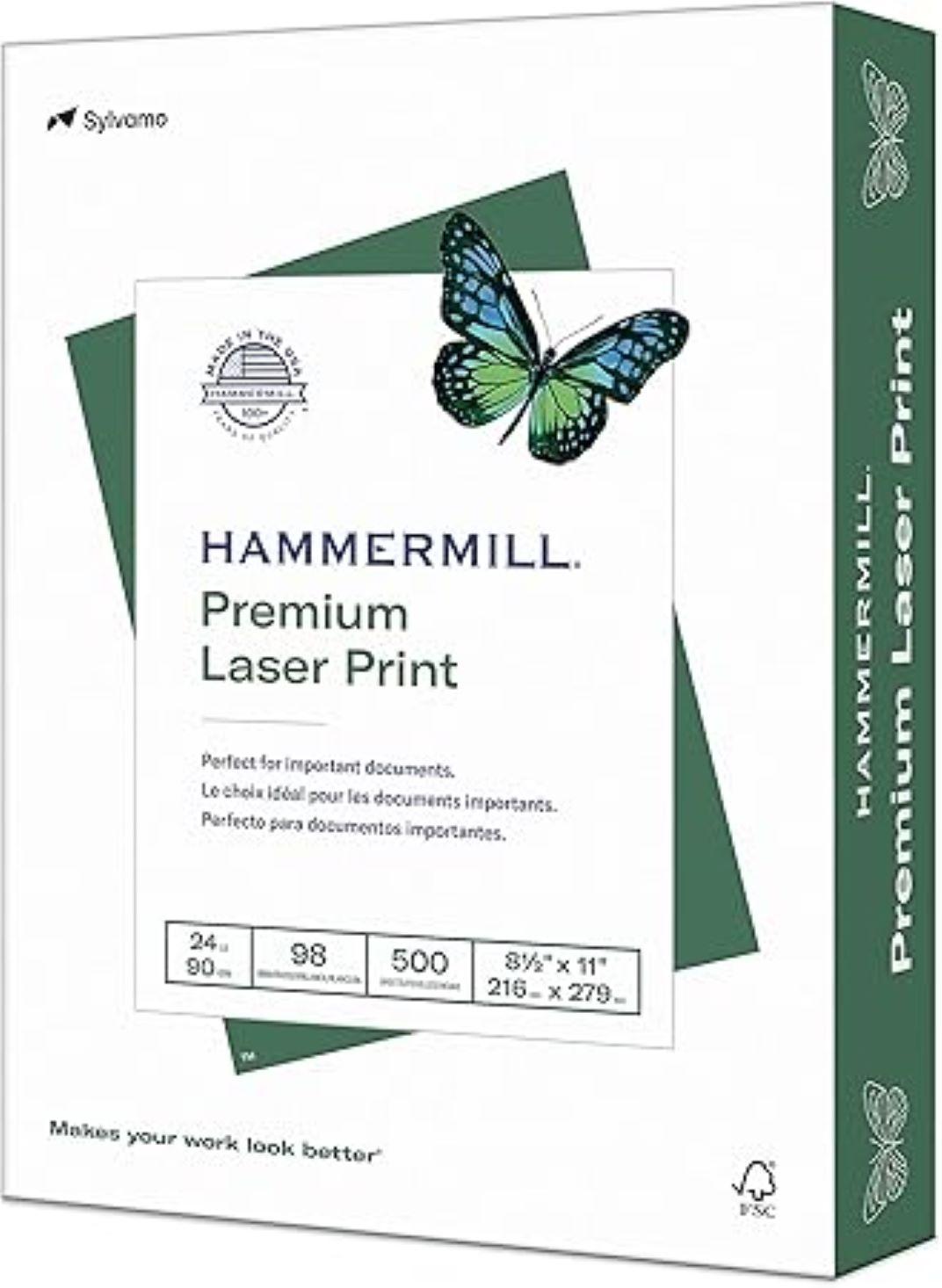 Hammer Mill Copy Paper 11X8.5 IN White 24 LB Laser Compatible 500 Count/Pack 10 Packs/Case