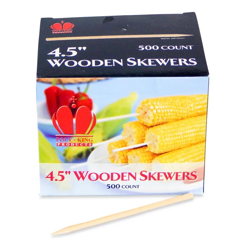Skewer 4.5 IN Wood 500 Count/Pack 10 Packs/Case 5000 Count/Case