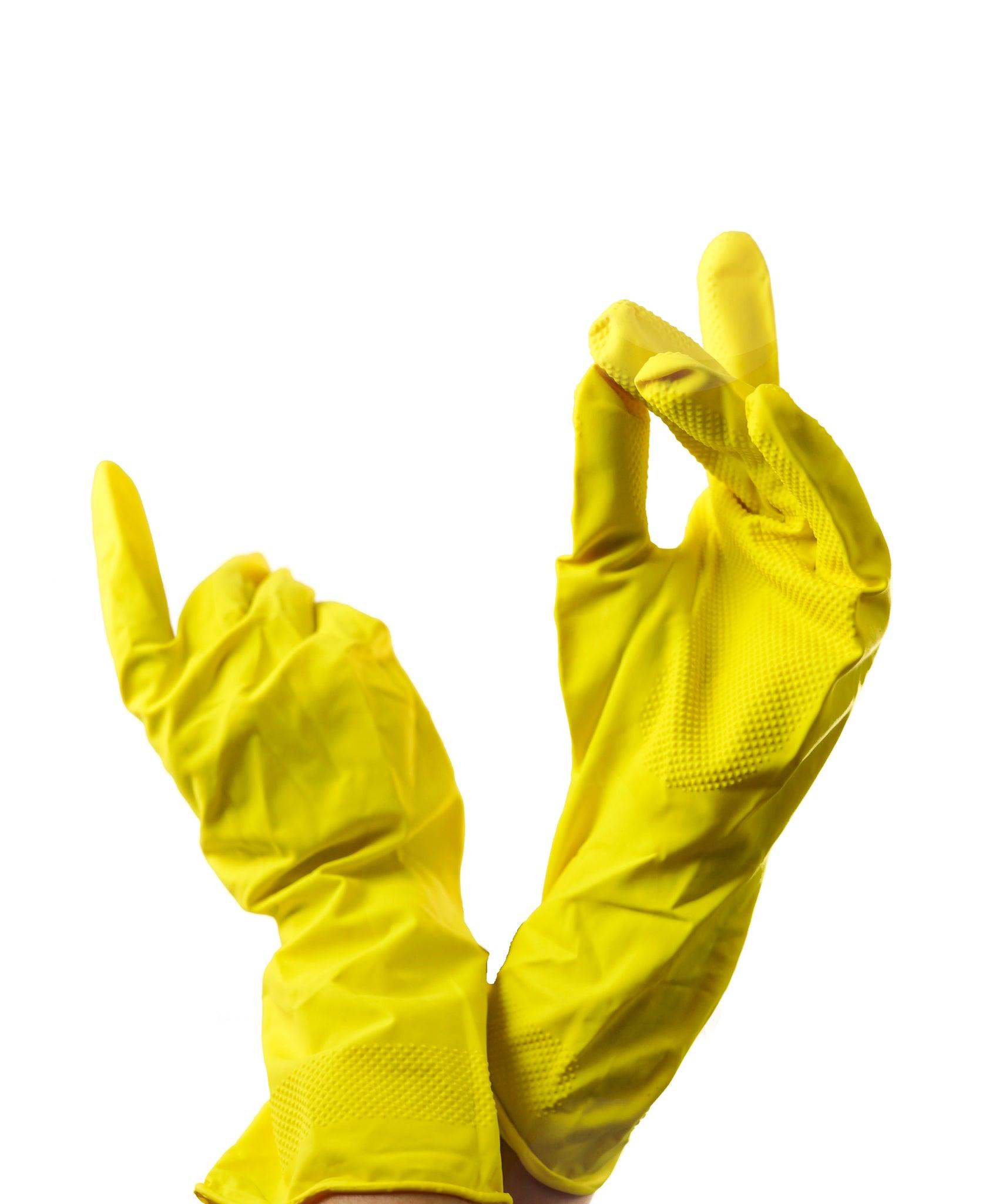 Household Gloves Large (LG) Yellow Rubber Latex 1/Dozen