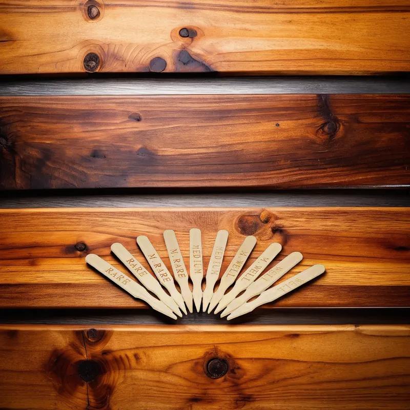 Medium Rare Steak Marker Wood 500 Count/Pack 10 Packs/Case 5000 Count/Case