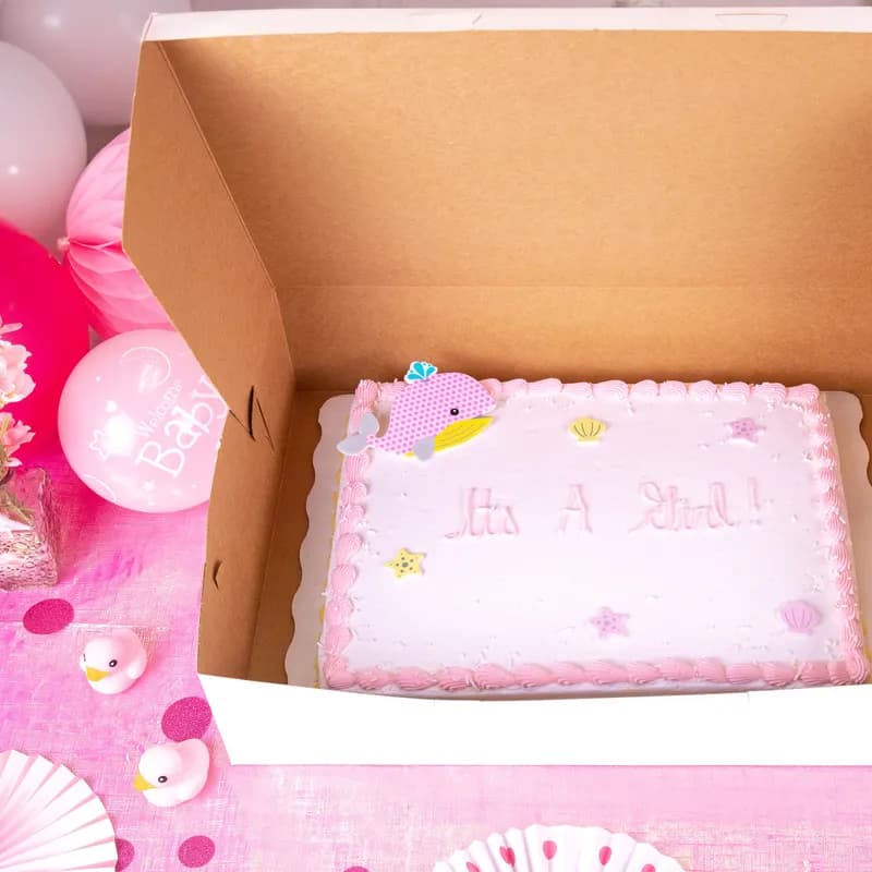 Bakery Box Oversize 20.5X14.5X5 IN Clay-Coated Kraft Board White Lock Corner 50/Case