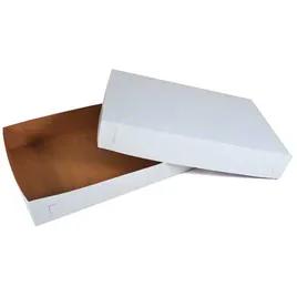 Bakery Box Full Size 26X18X4 IN Clay-Coated Paperboard White Rectangle Lock Corner 2-Piece 25/Case