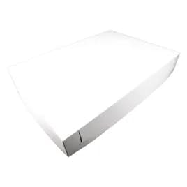 Bakery Box Full Size 26X18X4 IN Clay-Coated Paperboard White Rectangle Lock Corner 2-Piece 25/Case