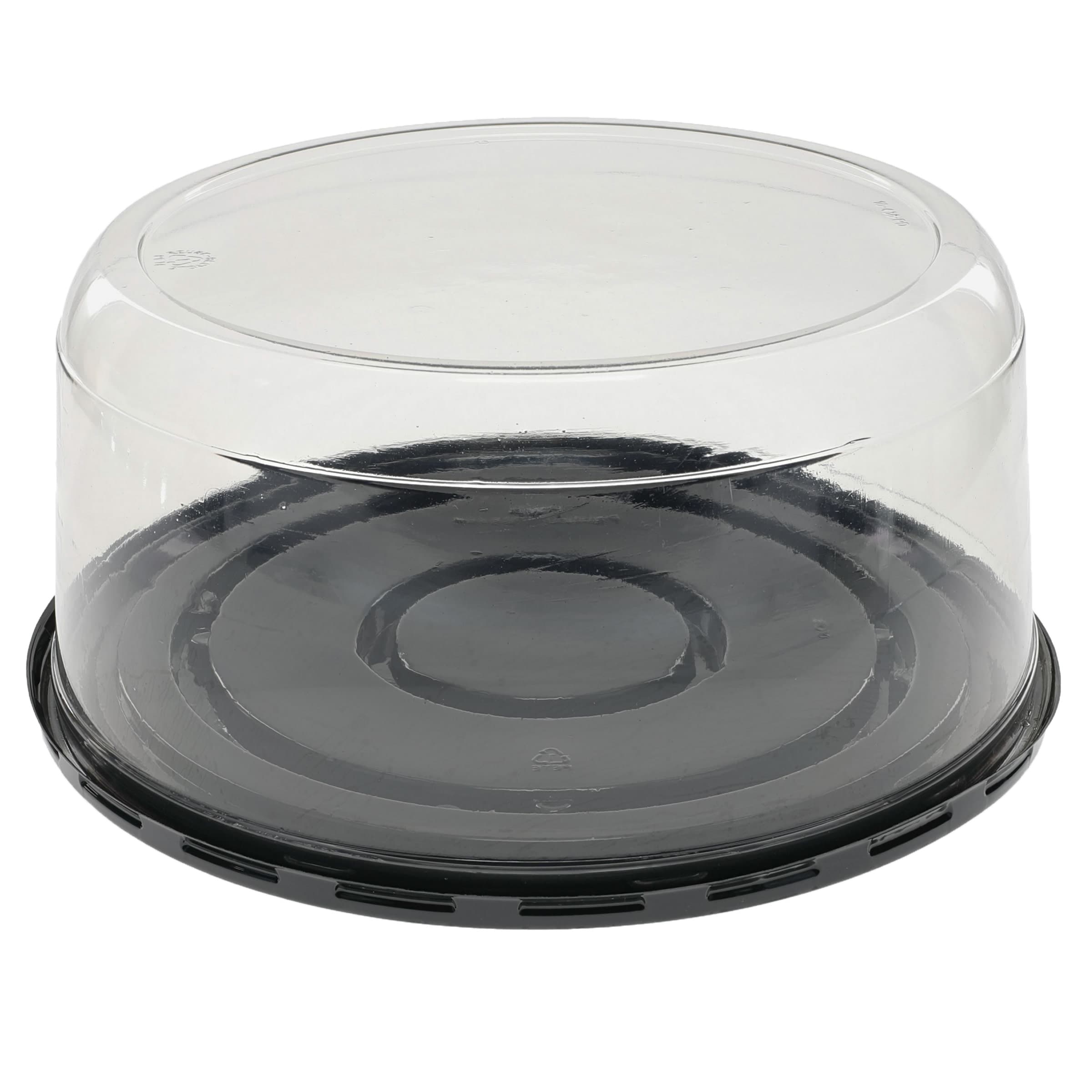 Cake Container & Lid Combo With Dome Lid 9.8125X4.7813 IN PET Black Clear Round 50/Case