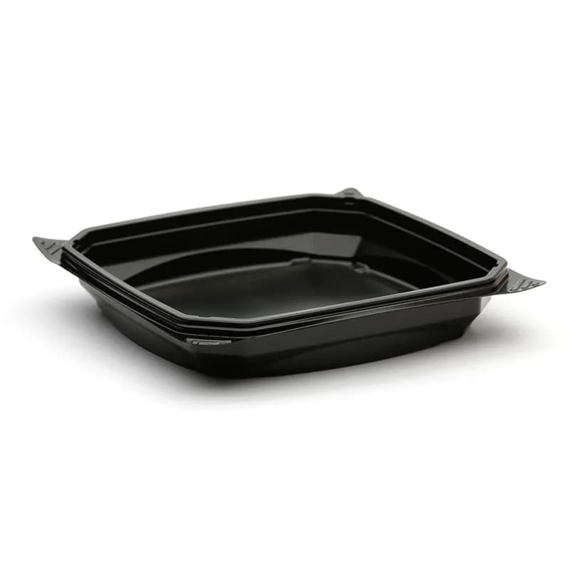 The BOTTLEBOX ® Take-Out Container Base 10.25X10.25X1.95 IN PP Black Square Microwave Safe 220/Case