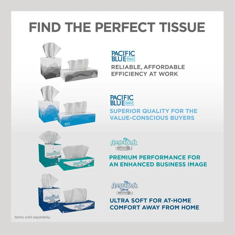 Pacific Blue Basic Facial Tissue 8.4X7.5 IN 2PLY White 1/2 Fold Flat Box 100 Sheets/Pack 30 Packs/Case 3000 Sheets/Case