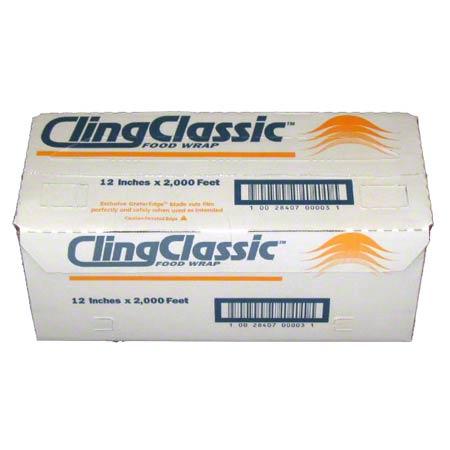 ClingClassic Cling Film Roll 12IN X2000FT PVC With Dispenser Box 1/Roll