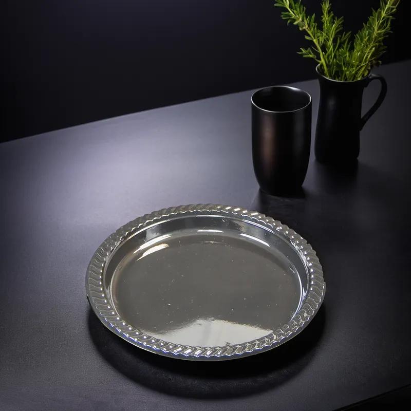 Victoria Bay Cold Plate 9 IN HIPS Black Round Scalloped Heavy 400 Count/Pack 1 Packs/Case