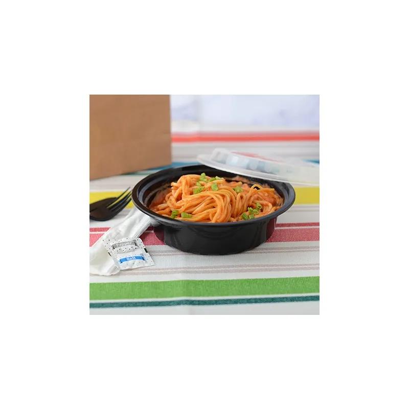 ReForm Take-Out Container Base & Lid Combo 16 OZ PP Black Round Heavyweight Leak Resistant 150/Case