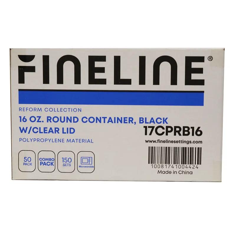 ReForm Take-Out Container Base & Lid Combo 16 OZ PP Black Round Heavyweight Leak Resistant 150/Case