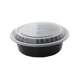 Take-Out Container Base & Lid Combo 32 OZ PP Black Round Microwave Safe 150/Case